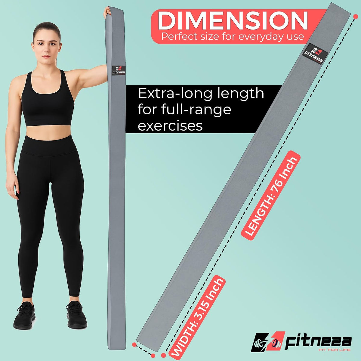Extra long 76 inch fabric resistance band for strength training